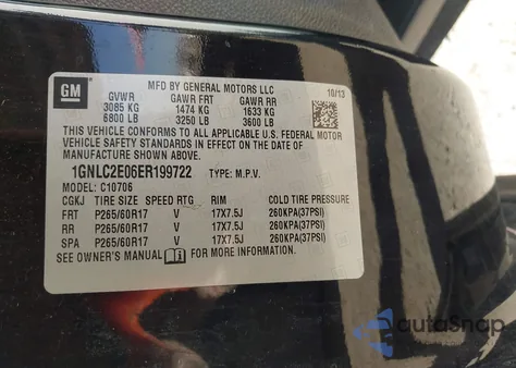 2014 Chevrolet Tahoe Commercial Fleet z USA, uszkodzony, nr VIN 1GNLC2E06ER199722